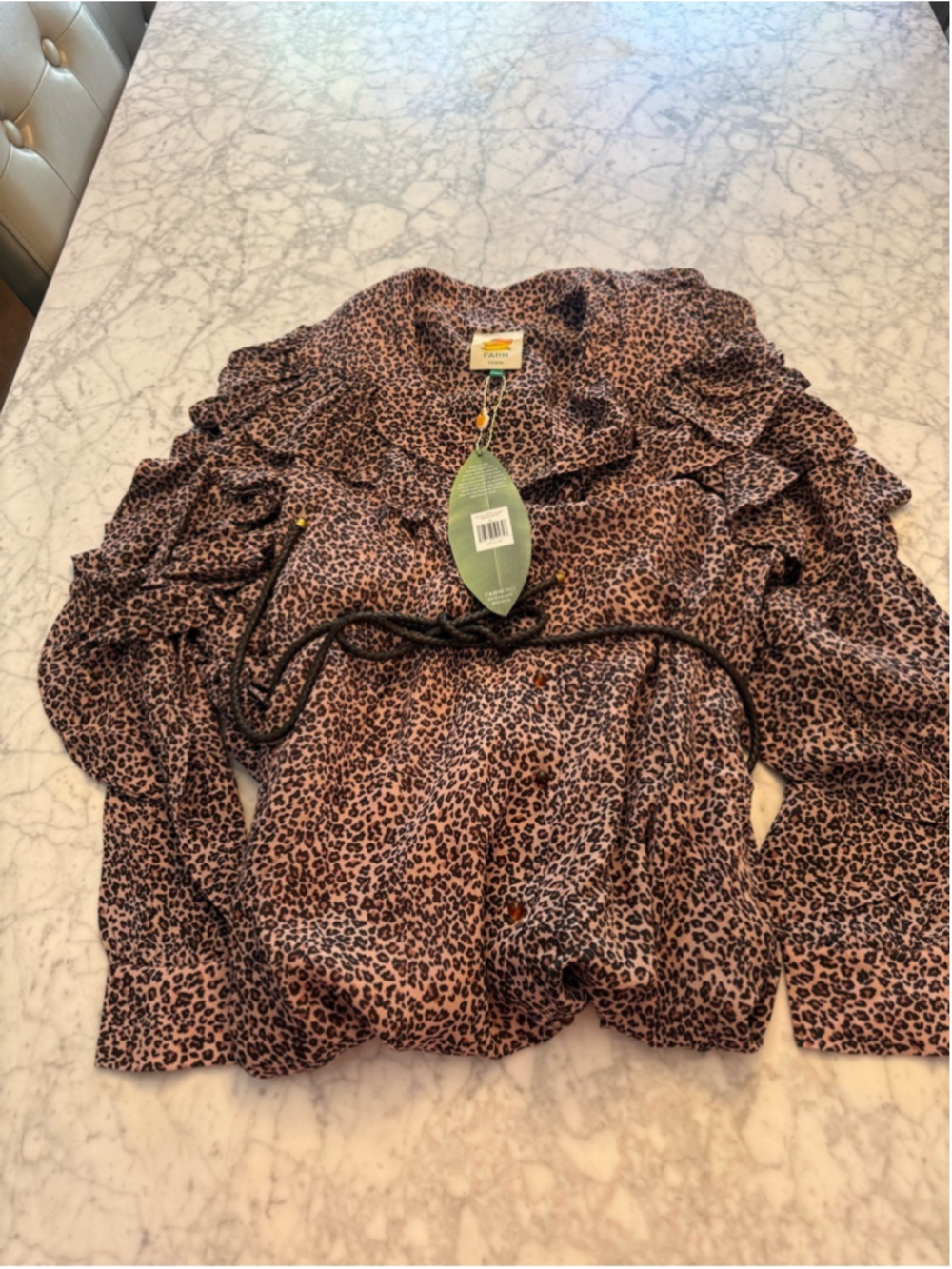 FARM Rio Baby Leopard Pink Leopard Sleeved Angled Ruffled Maxi Dress - Picture 9 of 13
